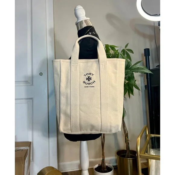 NEW WITH TAGS AUTHENTIC TORY BURCH CANVAS TOTE BAG - Picture 9 of 10